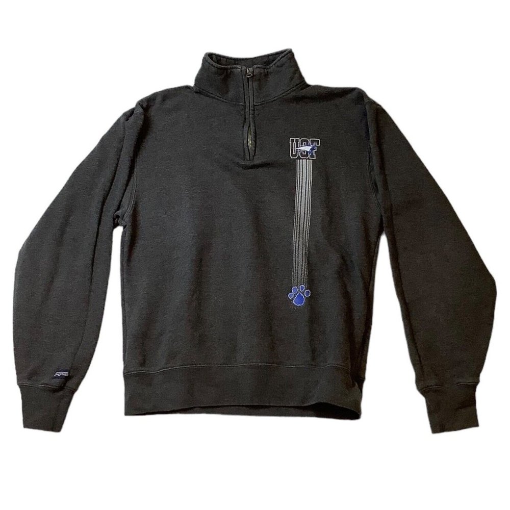 Jansport USF Logo Adult Gray 1/4 ZIP Mens Size Small Mock Neck
